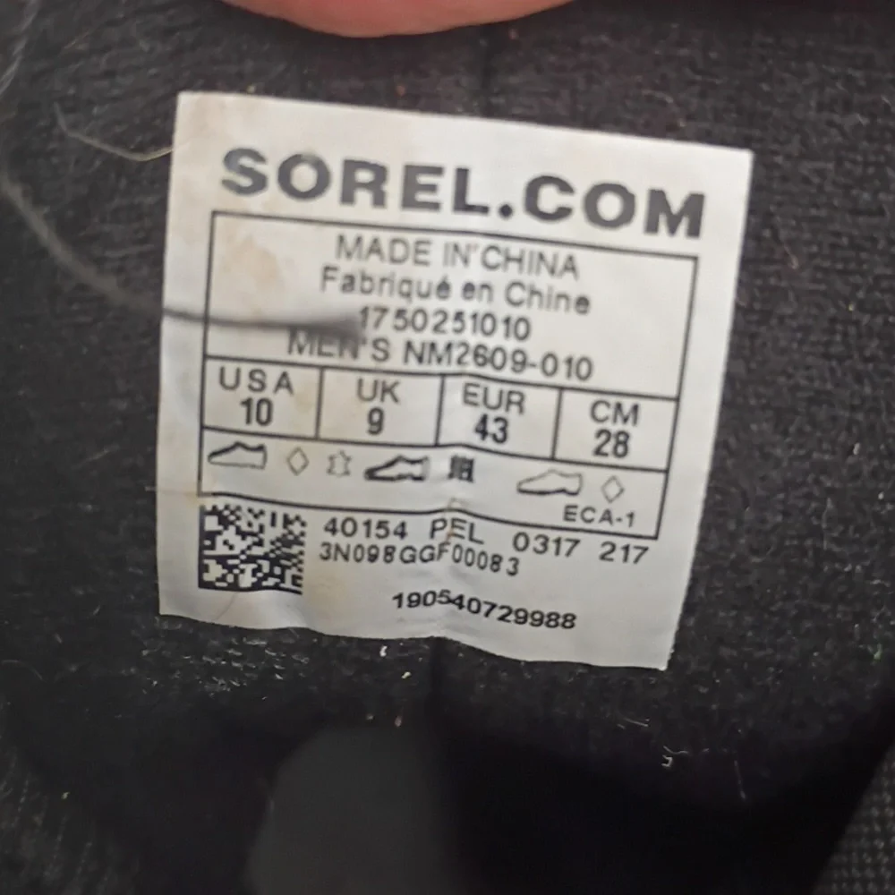 Sorel Men's Black and Gray Rain Boots